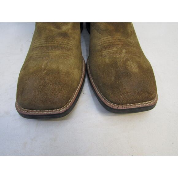 EUC Ariat Mens Sz 12 D Brown Suede Camo American Flag Cowboy Square Toe Boot main image 4